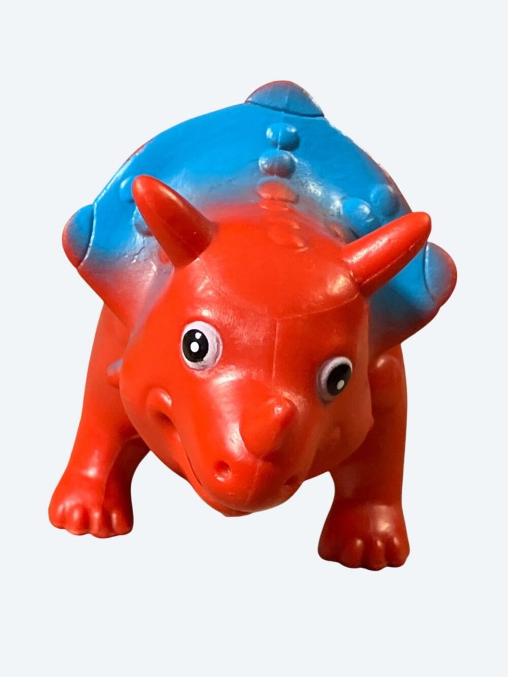 Red Triceratops Soft Plastic Rubber Dinosaur Toy  Vintage